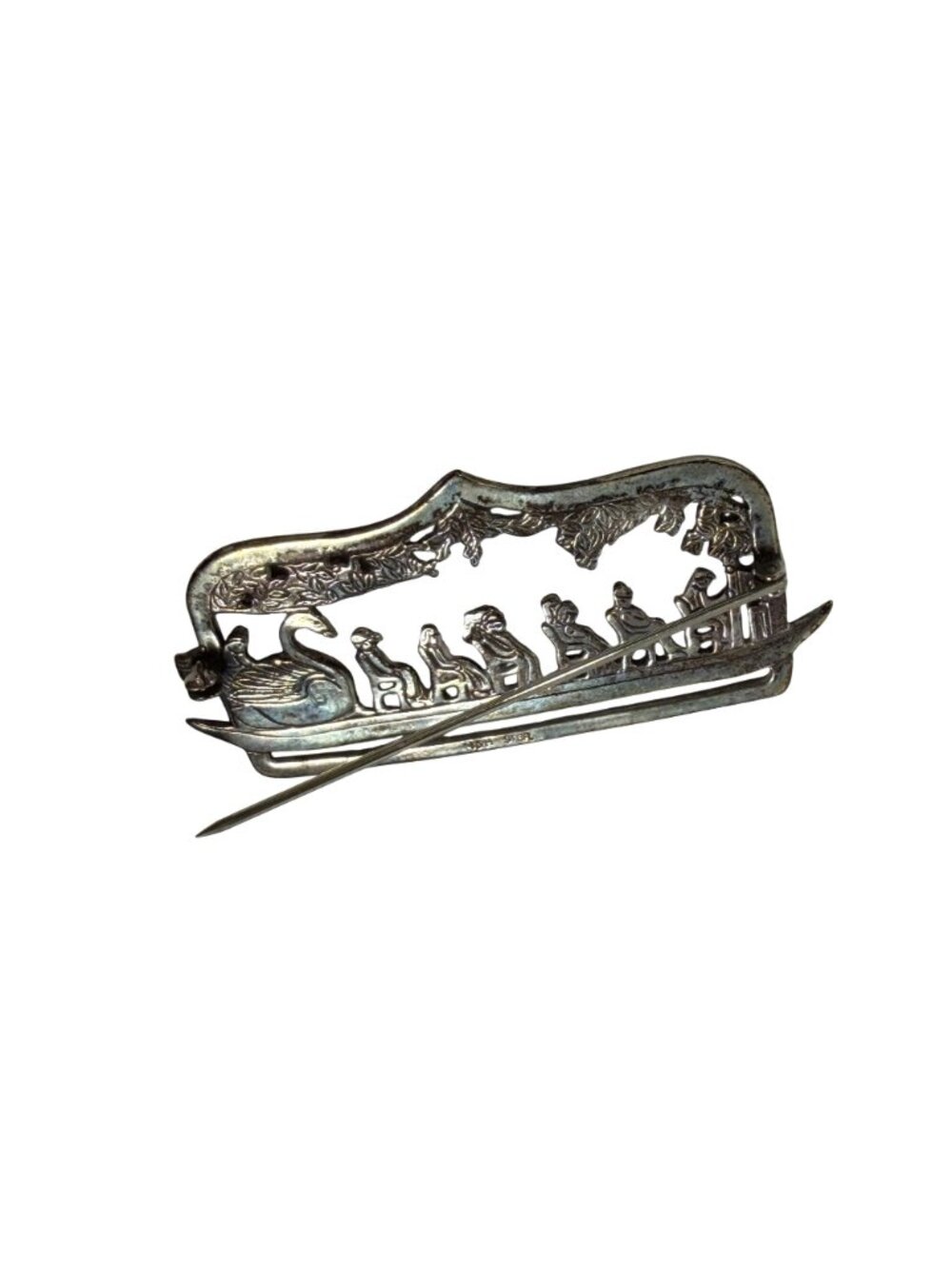 Vintage Hand & Hammer H&H de mMatteo Sterling Silver Swan Boat Pin Brooch US Fla - Picture 6 of 6